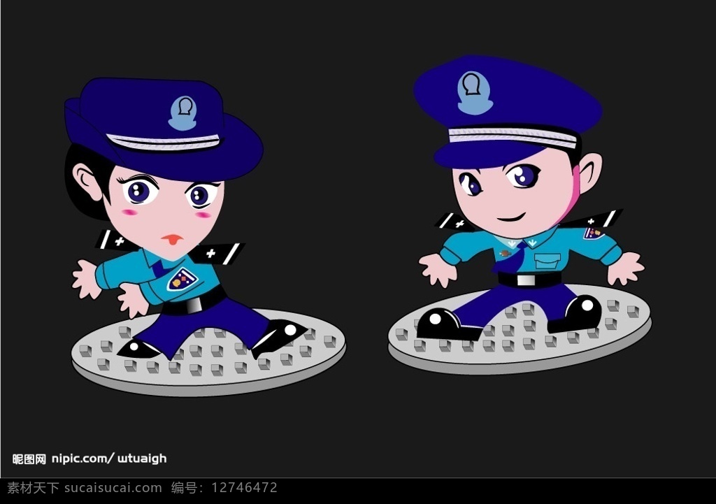 卡通 矢量 网上 警 查 　 两个 其他矢量 矢量素材 矢量图库