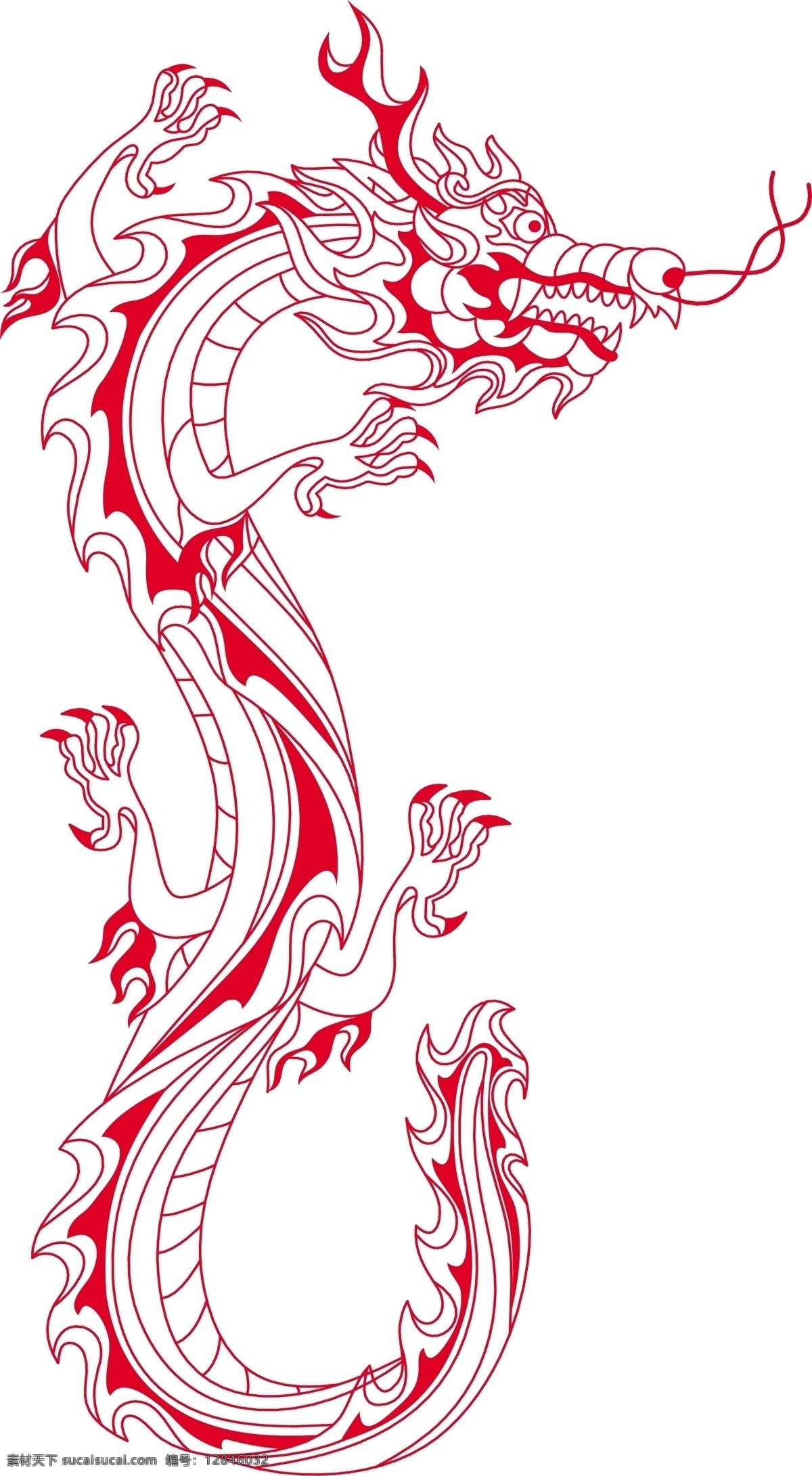 中国龙 传统龙 龙手绘 线描 神龙 文化艺术 传统文化