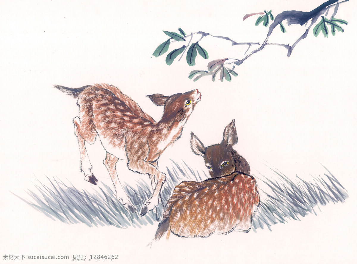 中华 艺术 绘画 古画 动物 猴子 鹿 老虎 熊猫 鸭子 中国 古代 传统绘画艺术 美术绘画 名画欣赏 水彩画 水墨画 文化艺术