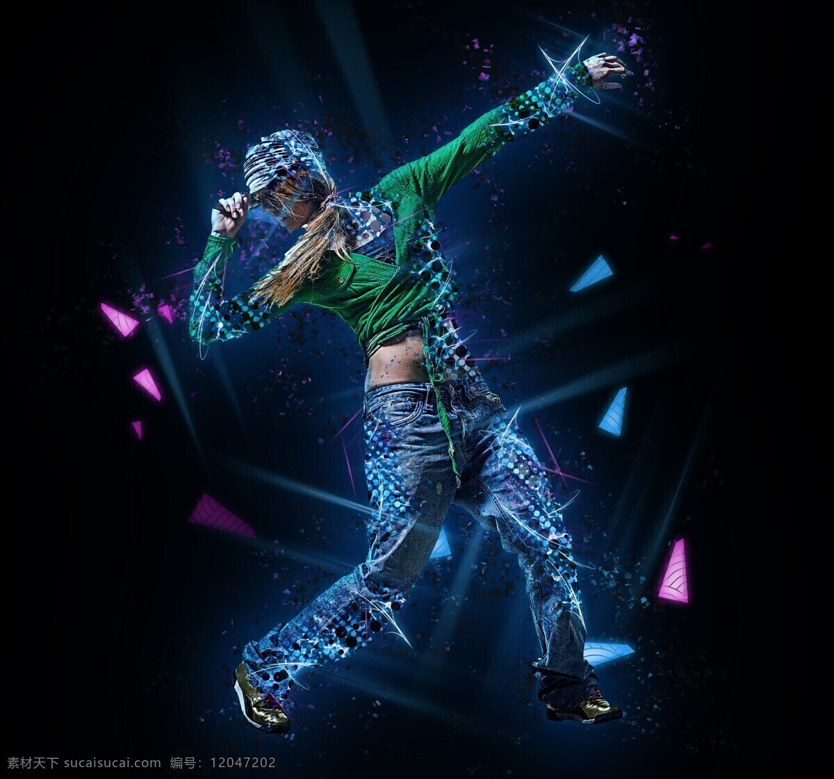 街舞 嘻哈 舞蹈 女孩 女子 年轻 生活方式 艺术 移动 活力 动态 舞者 行动 几何 线条 三角形 红色 蓝色 粉色 紫色 绿色 光线 构成 快乐 力量 朋克 背景 壁纸 合成 烟 黑色 弯曲
