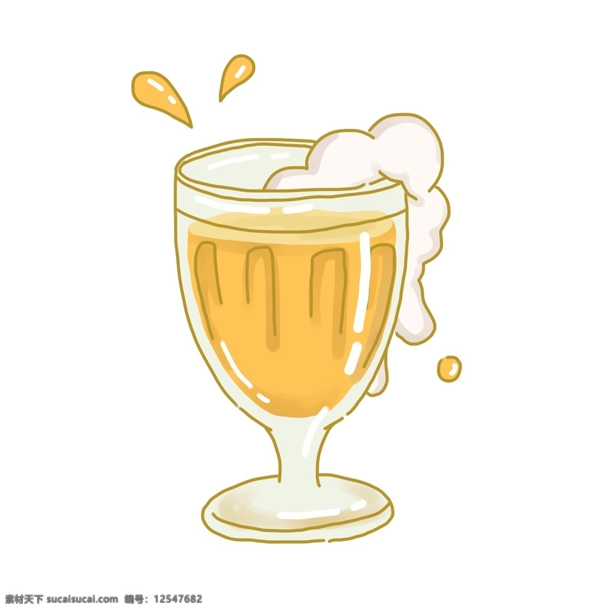 高脚杯 啤酒 图案 溢出 冒泡 喝酒