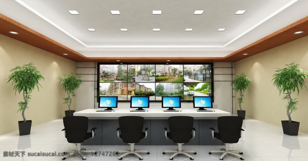 监控室 小区监控 监控 效果图 会议监控 3d设计 3d作品