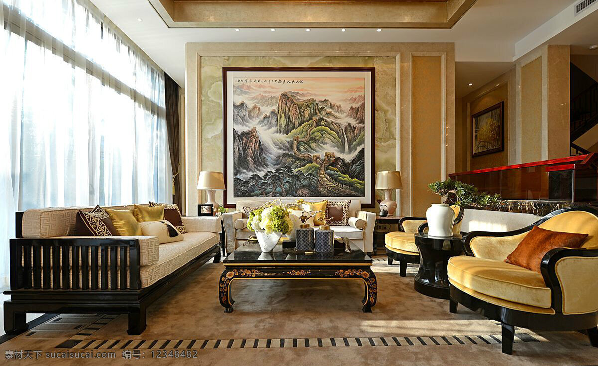 中式 华丽 室内 客厅 背景 墙 效果图 家居生活 室内设计 装修 家具 装修设计 环境设计 时尚 高清 家居大图 背景墙 沙发