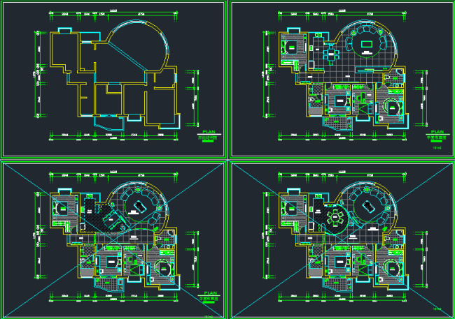 个性 别墅 精装 cad 平面 布置 现代化施工图 cad素材