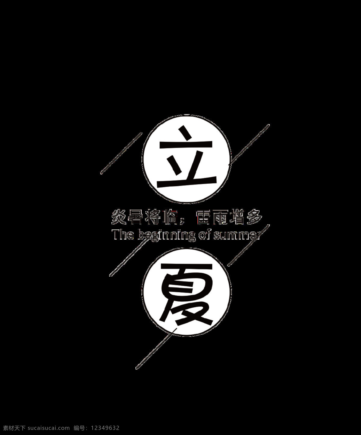 简约 可爱 黑色 立夏 艺术 字体 圆圈 斜线 艺术字体 英文 书法 黑色字体 节气