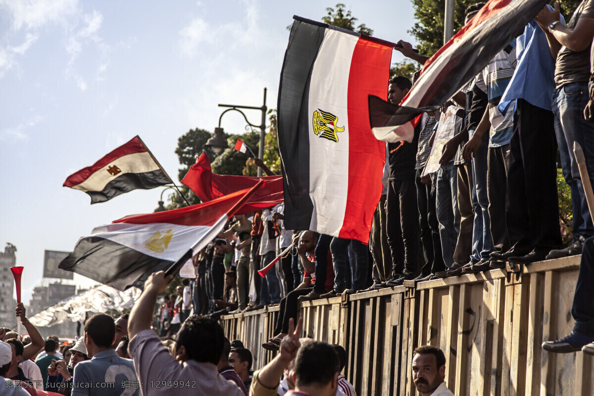 挥动 旗帜 阿拉伯人 阿拉伯独立日 独立日 上街游行 节日庆典 生活百科