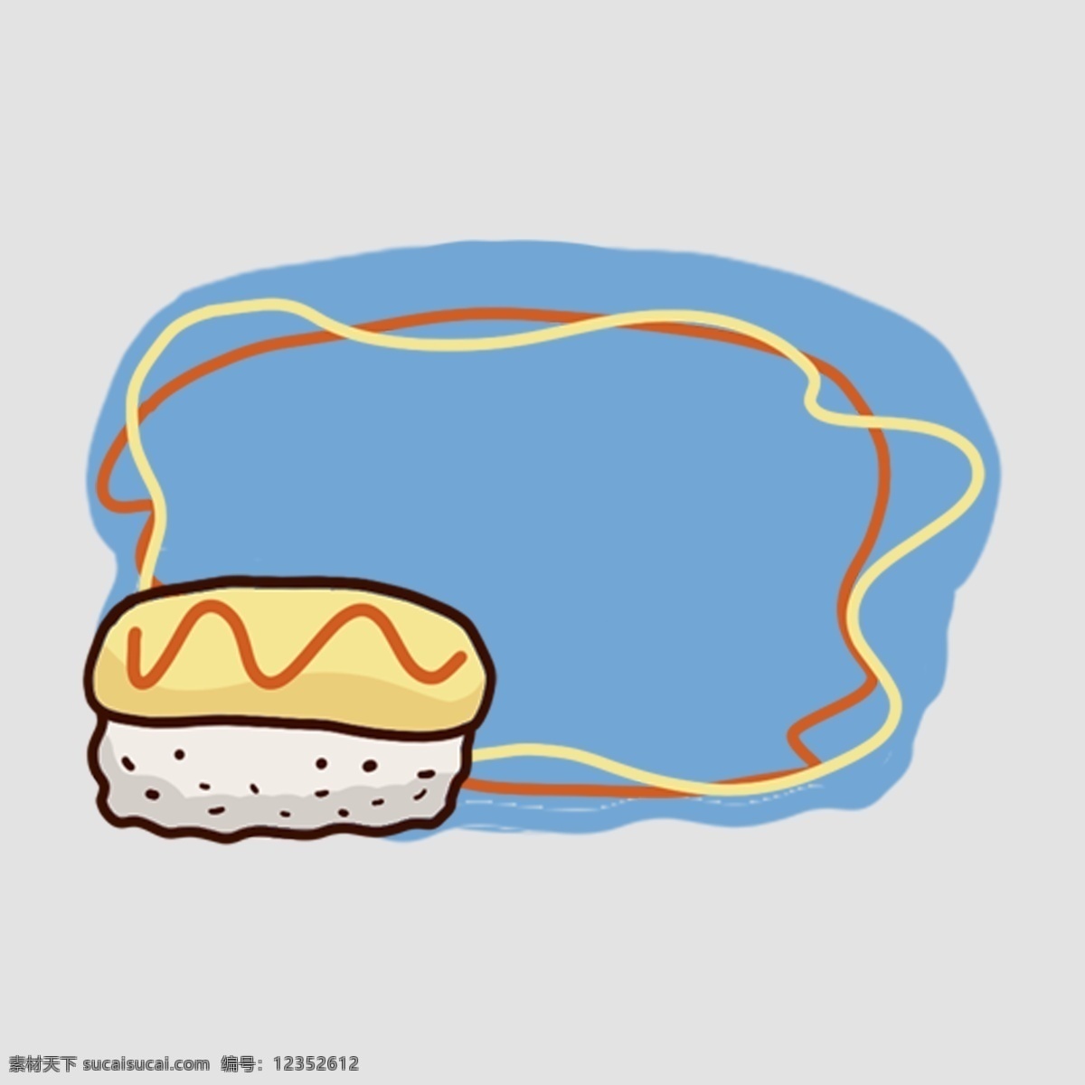 面包边框插画 蓝色 面包 边框
