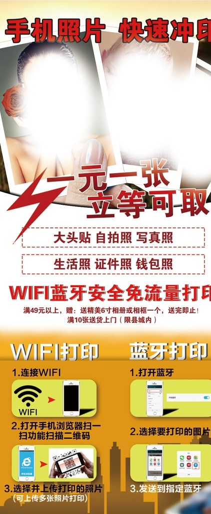 照片打印展架 照片打印 一元一张 立等可取 连接蓝牙 打印流程 无线连接