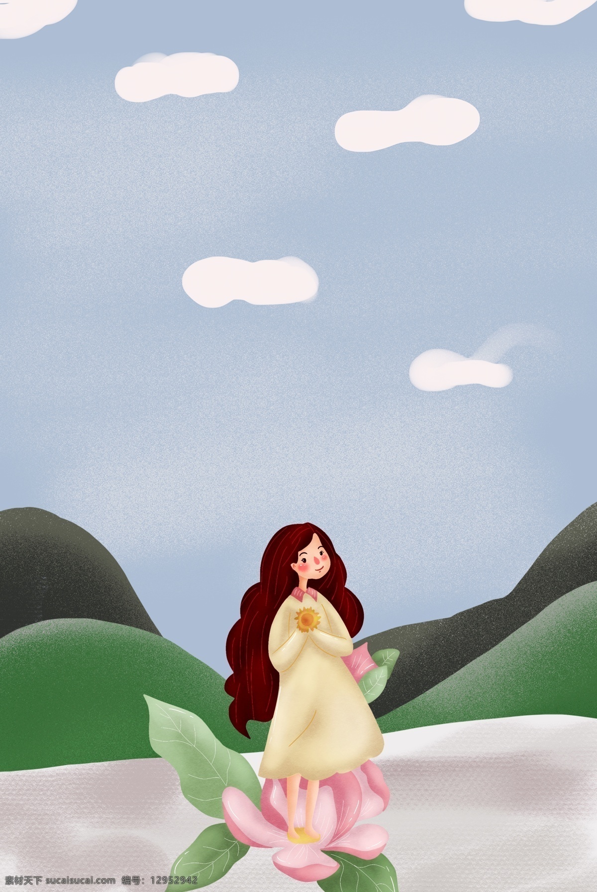 立春 清新 女孩 服装 上 新 插画 海报 出行 郊游 人物 插画风 促销海报