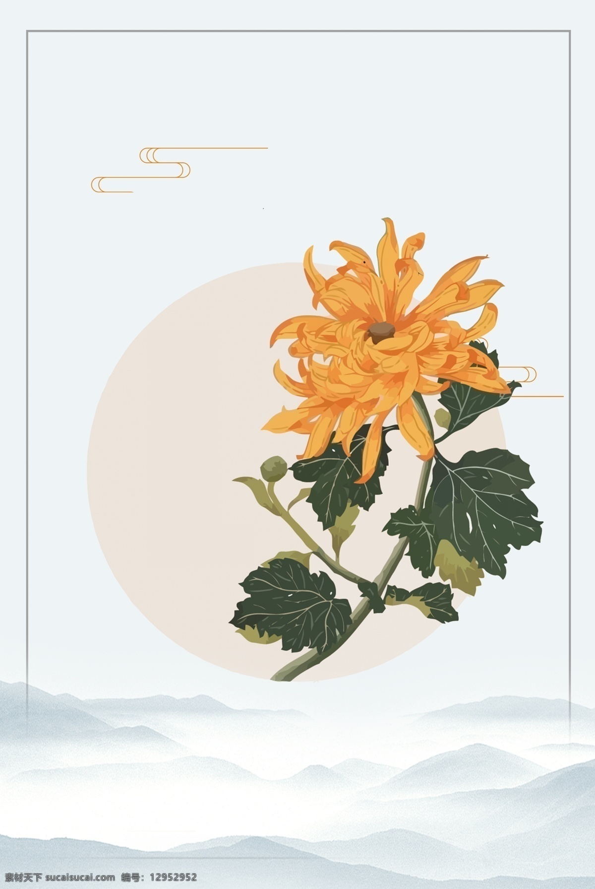 中国 风 秋分 灰色 背景 二十四节气 海报 24节气 菊花 灰色背景 中国风
