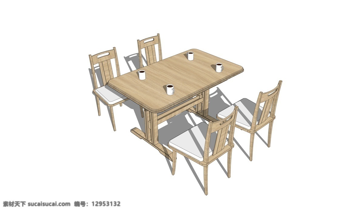 原木 材质 桌椅 组合 模型 3d模型 家具组合 木材质 组合模型