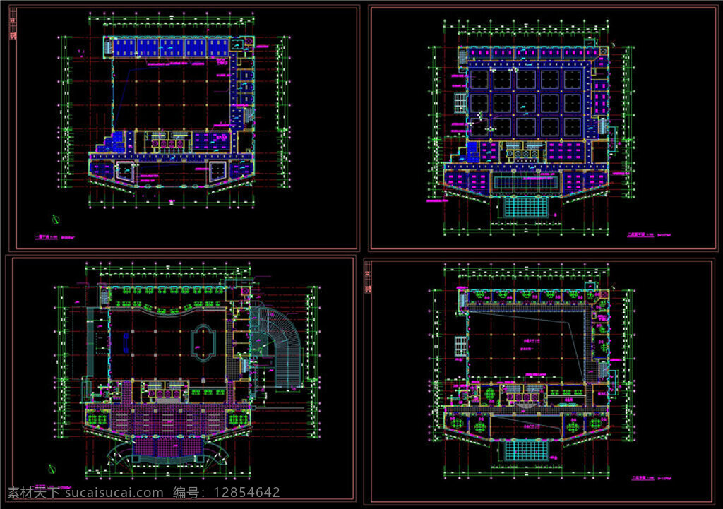 某国 税 cad 装饰 办公 大楼 图纸 施工 设计图 施工图 图纸模板下载 豪华别墅 cad图纸 dwg 黑色