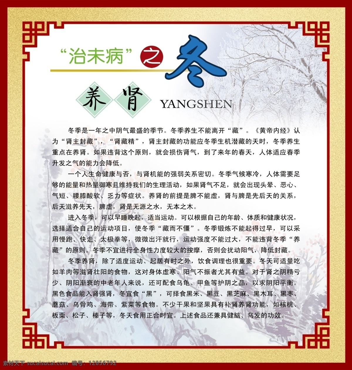 治未病 中医养生 中医文化 冬季养肾 中医 分层 文件 展板模板 广告设计模板 源文件