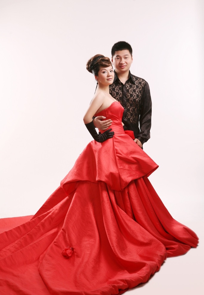 结婚照片 婚纱摄影 现代 西方文化 美女 红色婚纱 结婚摄影 人物摄影 人物图库