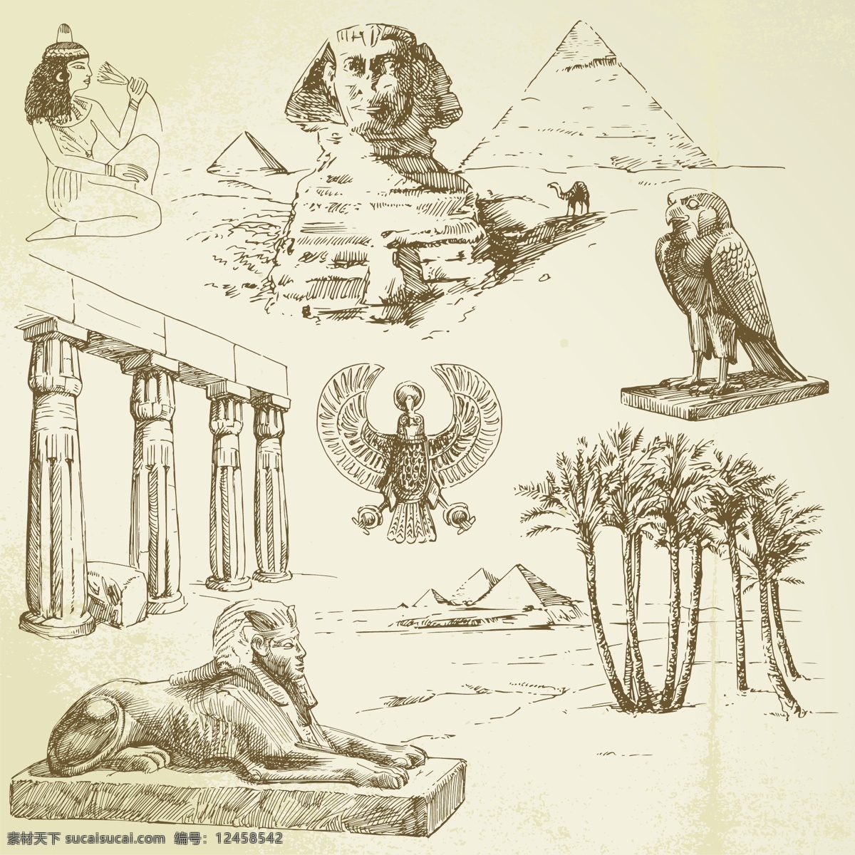 古埃 建筑 埃及 古典建筑 环境设计 建筑设计 金字塔 古埃及建筑 狮身人面像 装饰素材