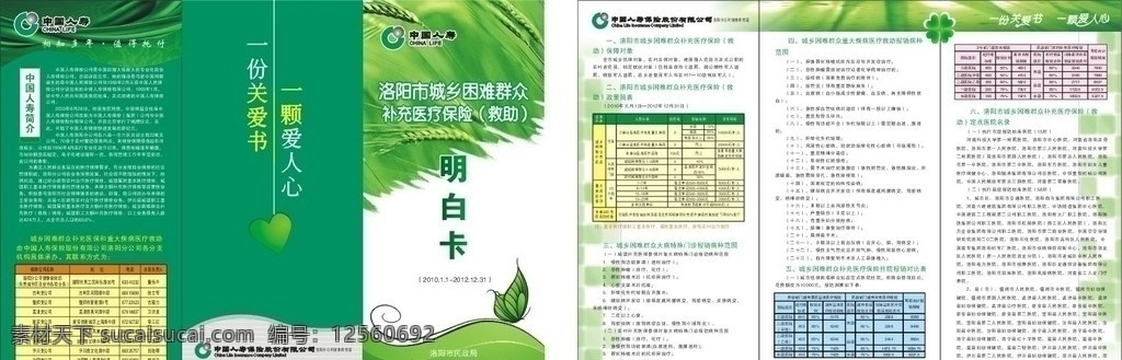中国 人寿 城乡 保险 明白 三 折页 中国人寿 三折页 绿色版面 画册设计 矢量