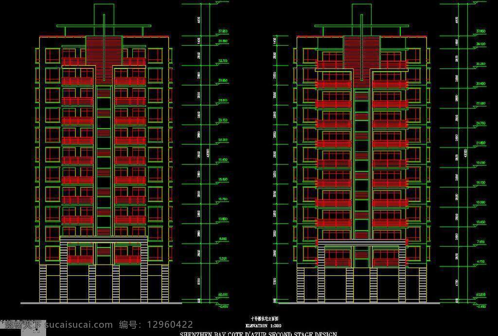 cad 公寓 户型 花园 环境设计 建筑设计 楼层 平面图 施工图 室内设计 十 号楼 住宅 立面 图 dwg 图纸 装修 装饰 住宅楼 宿舍楼 小区 样板房 标准层 标准间 深圳 蔚蓝 海岸 源文件 cad素材