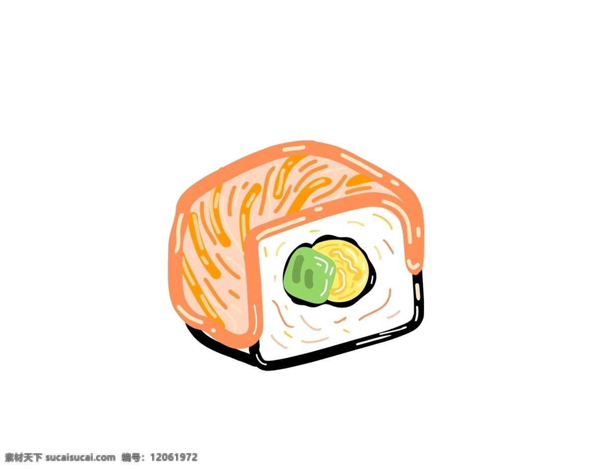 手绘 三文鱼 寿司 简 笔画 卡通手绘 日料 食物 小卷 花纹 amp 背景 免 抠 图
