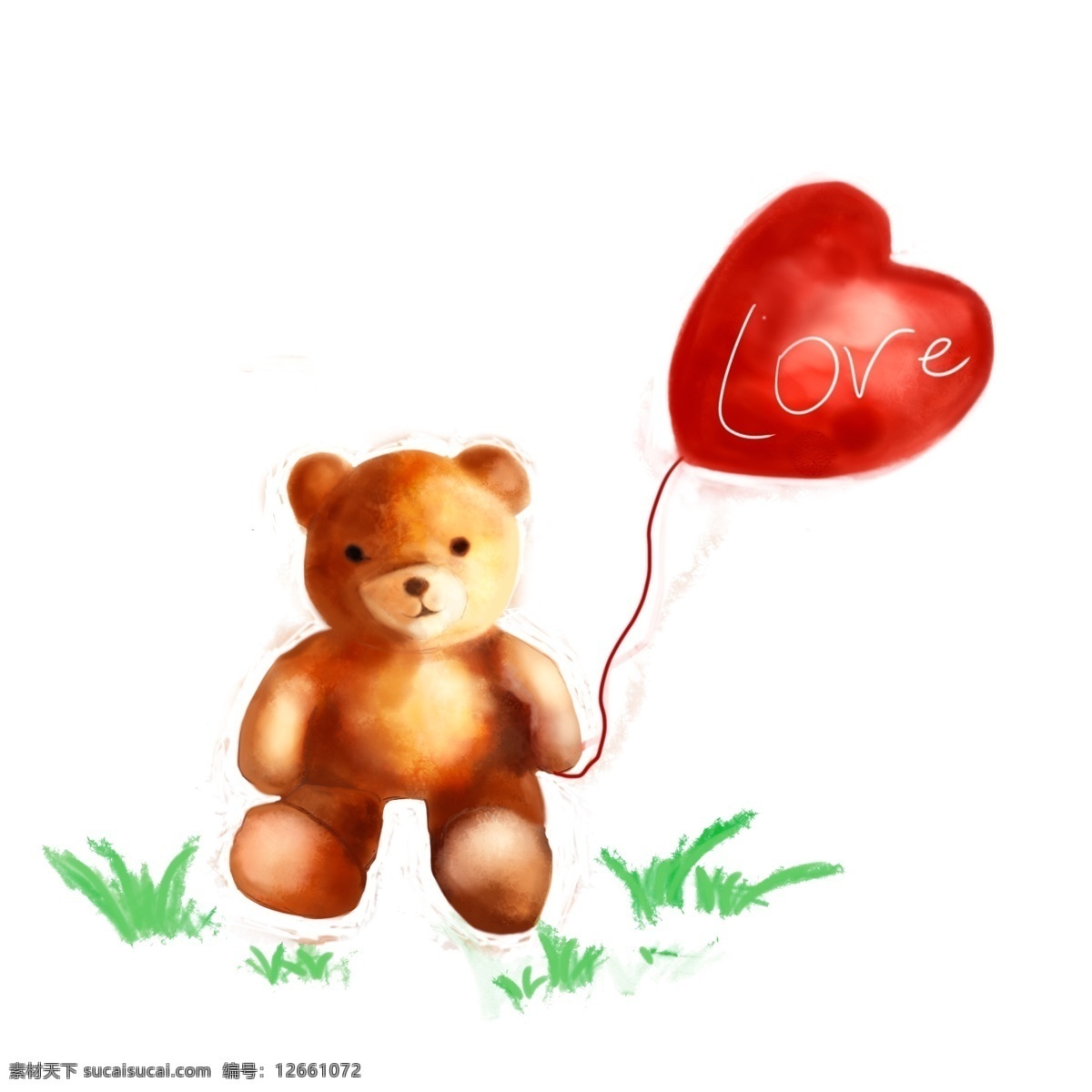 手绘 水彩 风格 玩具 熊 可爱 玩具熊 爱情 爱心 气球 童年回忆 毛茸茸