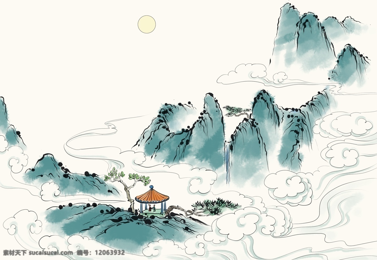 中国 风 山水画 中国风山水画 水墨 背景 古典 典雅 中国风 背景模板