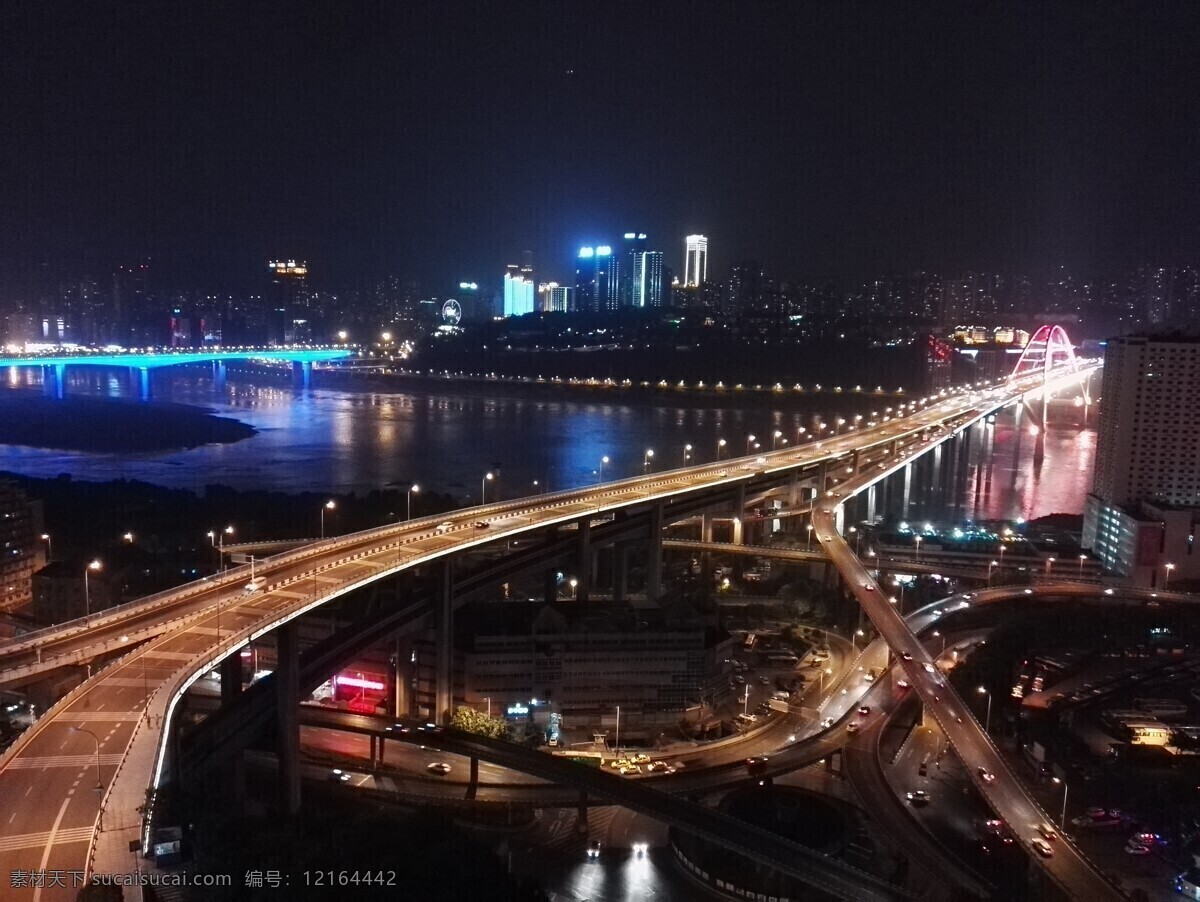 重庆 夜景 桥 灯光 河水 晚上 旅游摄影 国内旅游