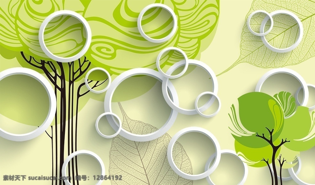 3d 抽象 树 分层 圆圈 立体 抽象树 绿色 源文件 电视背景墙 背景墙系列