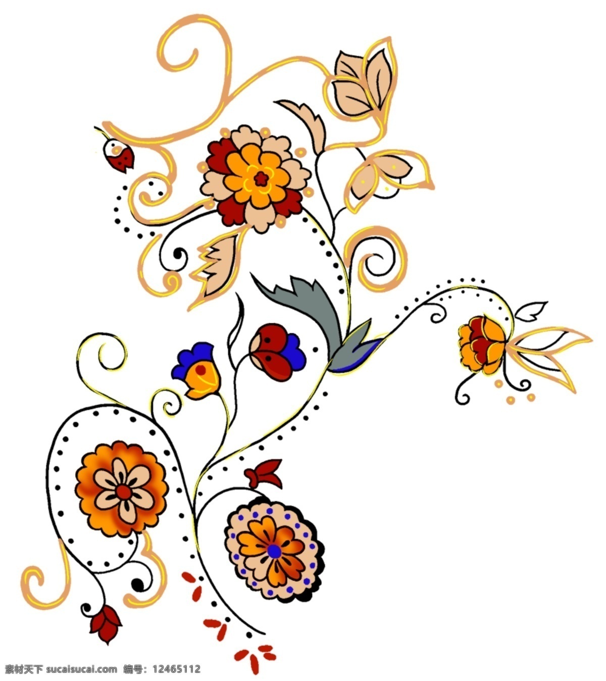 插画 花边 分层 花藤 源文件库 插画花边 插画集