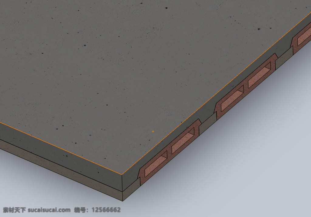 mm 板坯 b3 混凝土 空心 砌块 板 sldprt 灰色