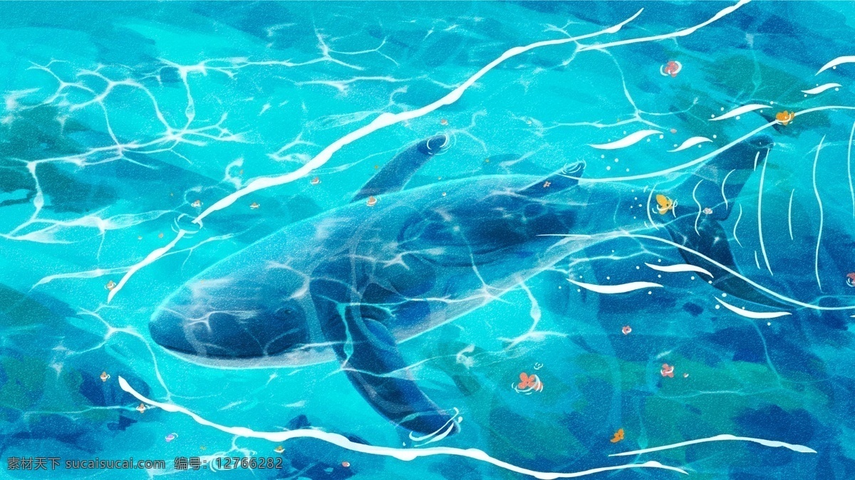 唯美 大海 鲸 治愈 系 鲸鱼 海洋 海蓝 时见 插画 壁纸 大海与鲸 手机配图 治愈系 海蓝时见鲸