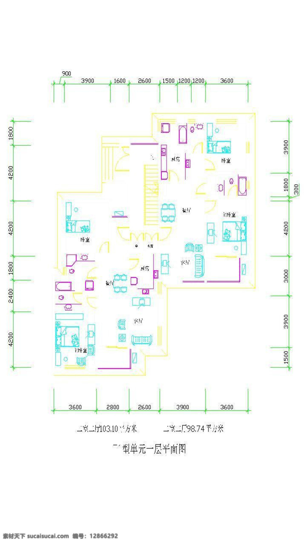 二 室 厅 平米 室内设计 平面图 室内装潢 设计室 内 平面 cad 设计平面图 源文件 施工 图纸 设计图 室内 dwg 白色