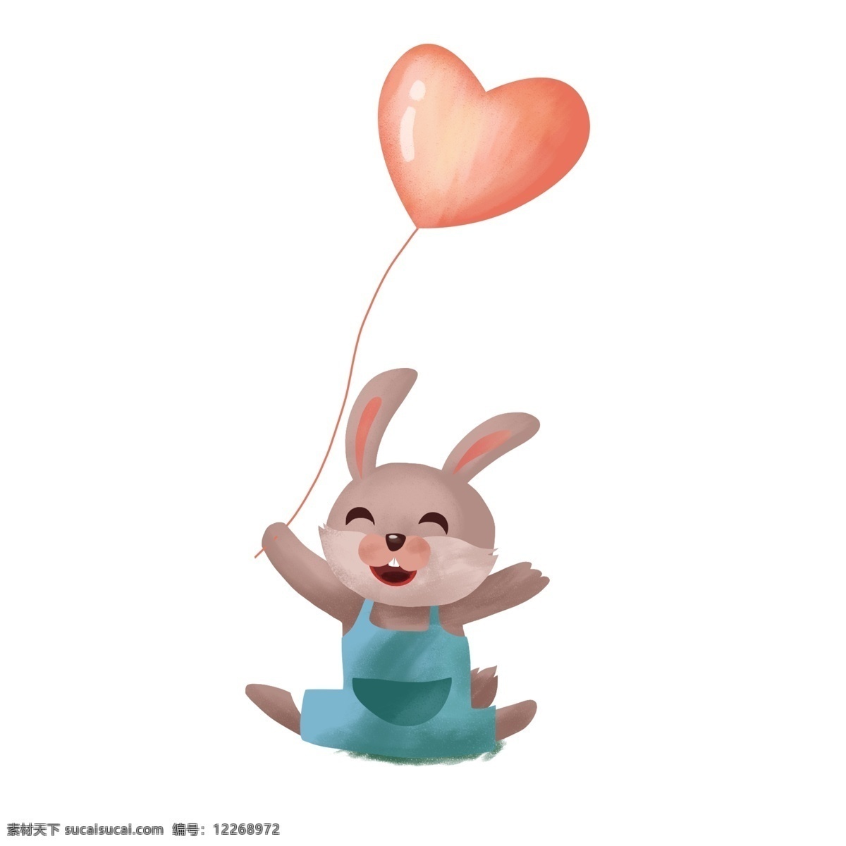 卡通 可爱 气球 小 兔子 插画 玩偶 爱心 小清新