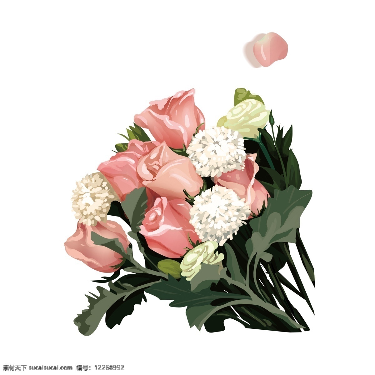 手绘 唯美 束 花 温馨 插画 花束 玫瑰花