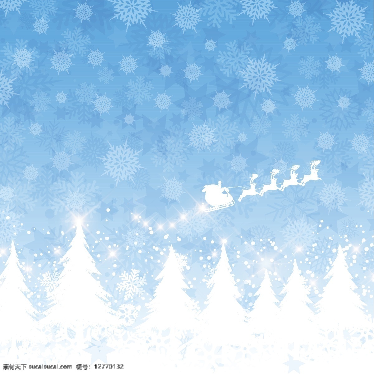 圣诞老人 克劳斯 一个 雪橇 飞行 蓝色 背景 圣诞节 抽象 几何 光 雪 蓝色背景 圣诞快乐 冬天 快乐 圣诞树 星星 圣诞背景 庆祝 雪花 白色