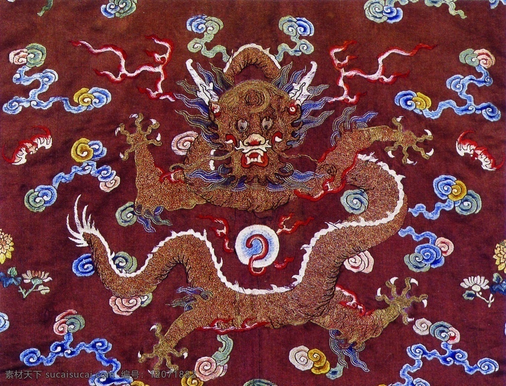 刺绣金龙 中国 传统 吉祥 富贵 图 龙图 中国龙 中国风 富贵图案 祥云 传统元素 古代元素 中国古文化 中国传统素材 中国艺术 中国古代艺术 纺织品 锦绣图纹 刺绣艺术 吉祥图案 布纹 生活素材 生活百科
