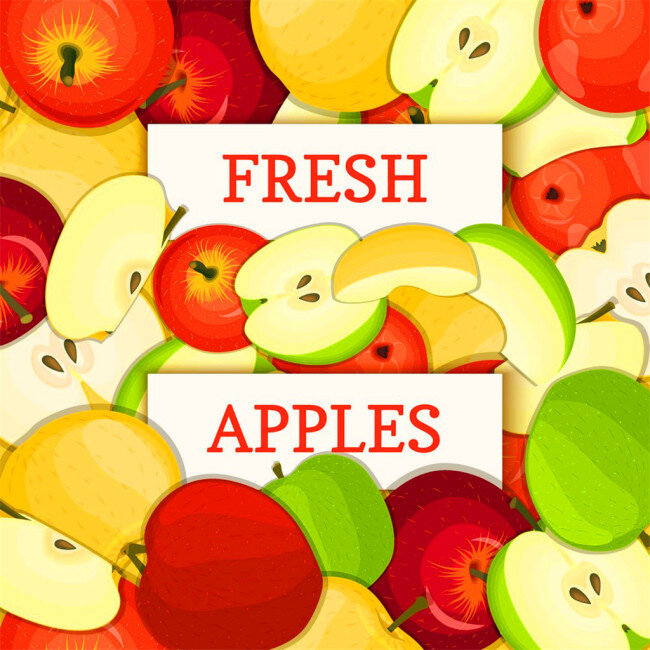 卡通苹果背景 水果背景 无缝背景 无缝拼接 卡通水果漫画 新鲜水果 餐饮美食 生活百科 矢量素材