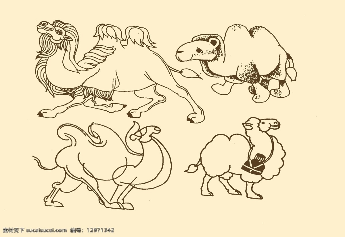 分层 版画 插图 动物插画 动物装饰画 儿童画 风光 简笔画 图案 装饰画 线条 手绘 幼儿 骆驼 源文件 插画集