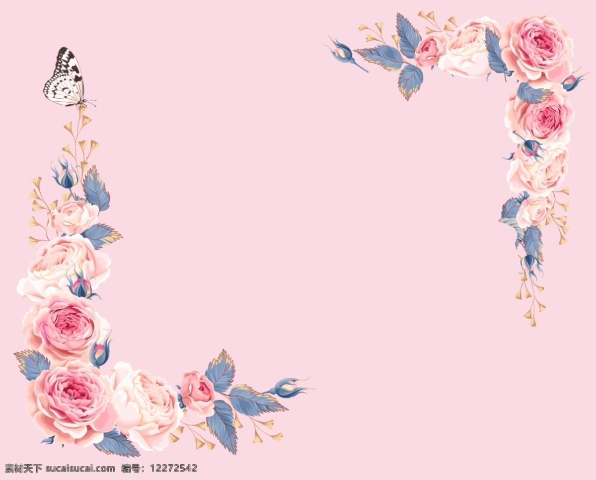 粉色 玫瑰花 装饰 边框 玫瑰花装饰 花卉 装饰边框
