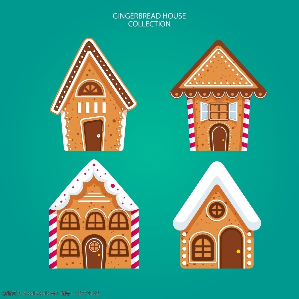 卡通 圣诞节 房子 元素 节日 建筑 过节 庆祝 狂欢 西方节日 假期 扁平 矢量 下雪