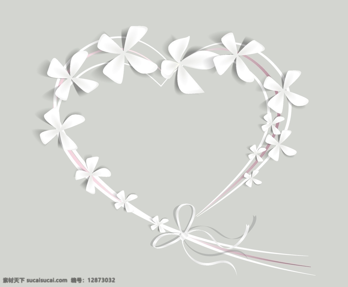 心形 花环 矢量 心形花环 矢量素材 花纹 花边 边框 底纹 底纹边框 边框相框 灰色
