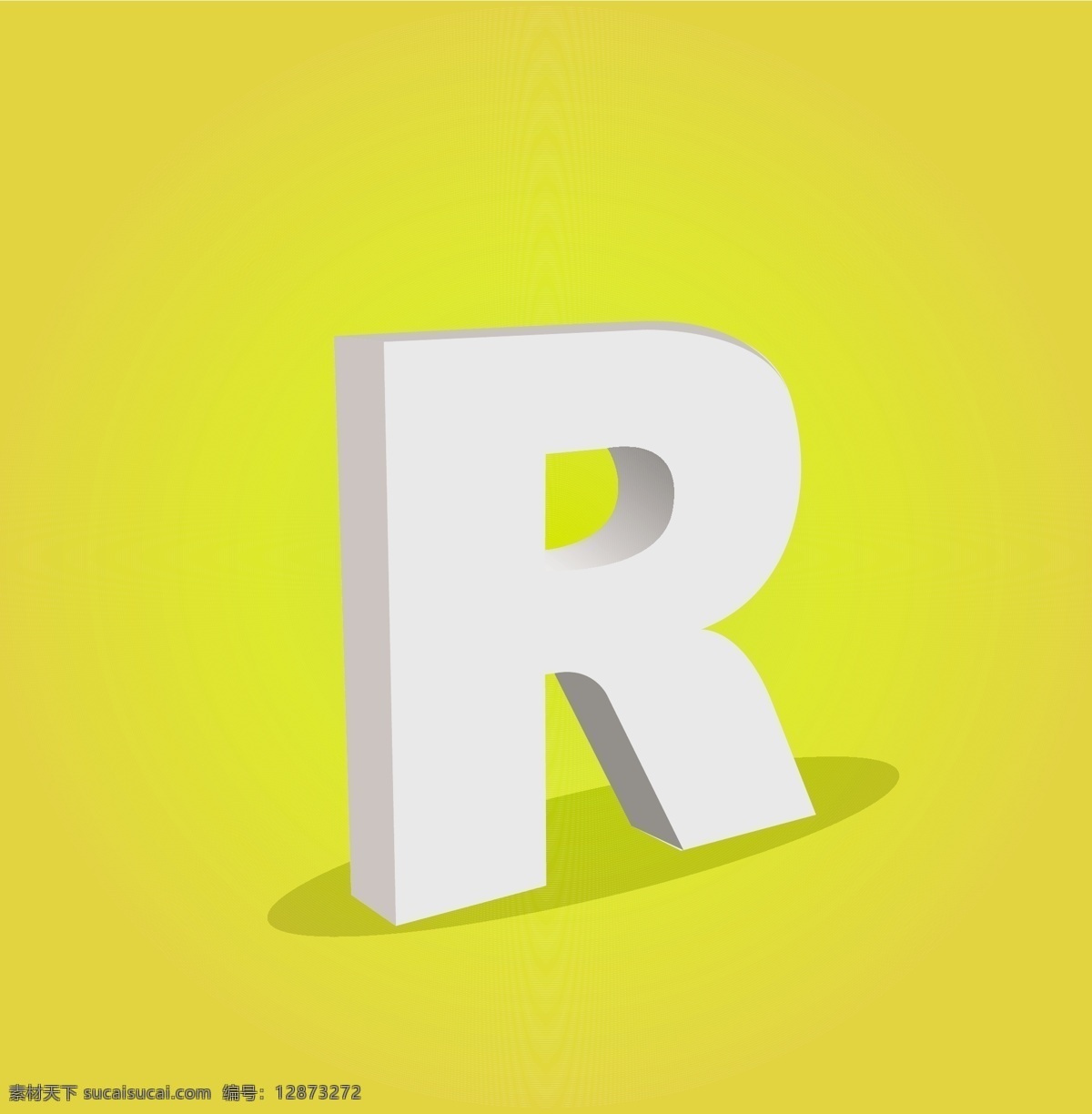 三维 矢量 字母 r 文本 黄色