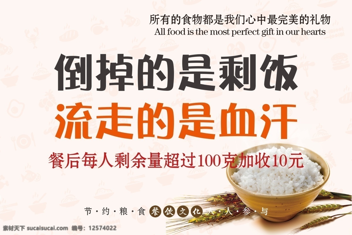 饭店文化 烤肉 温馨提示 卡通图 避免浪费 分层