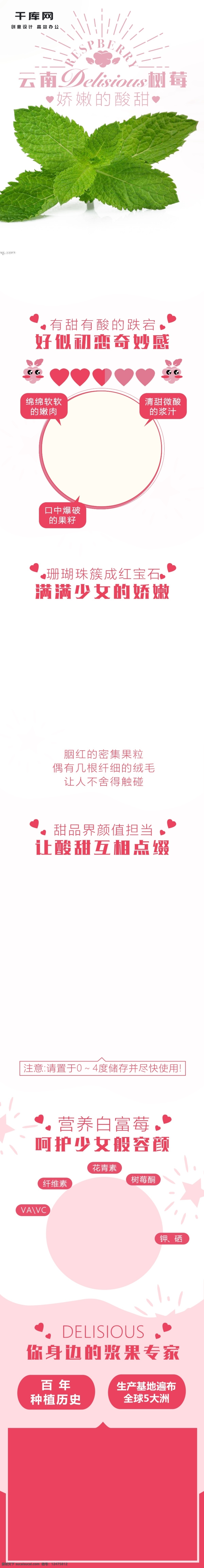 云南 树莓 水果 美食 电商 淘宝 粉色 可爱 清新 详情 千库原创