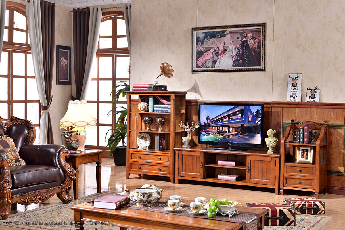 美式家具组合 3d模型 模型 效果图 沙发 电视 3d渲染 模型素材 桌椅