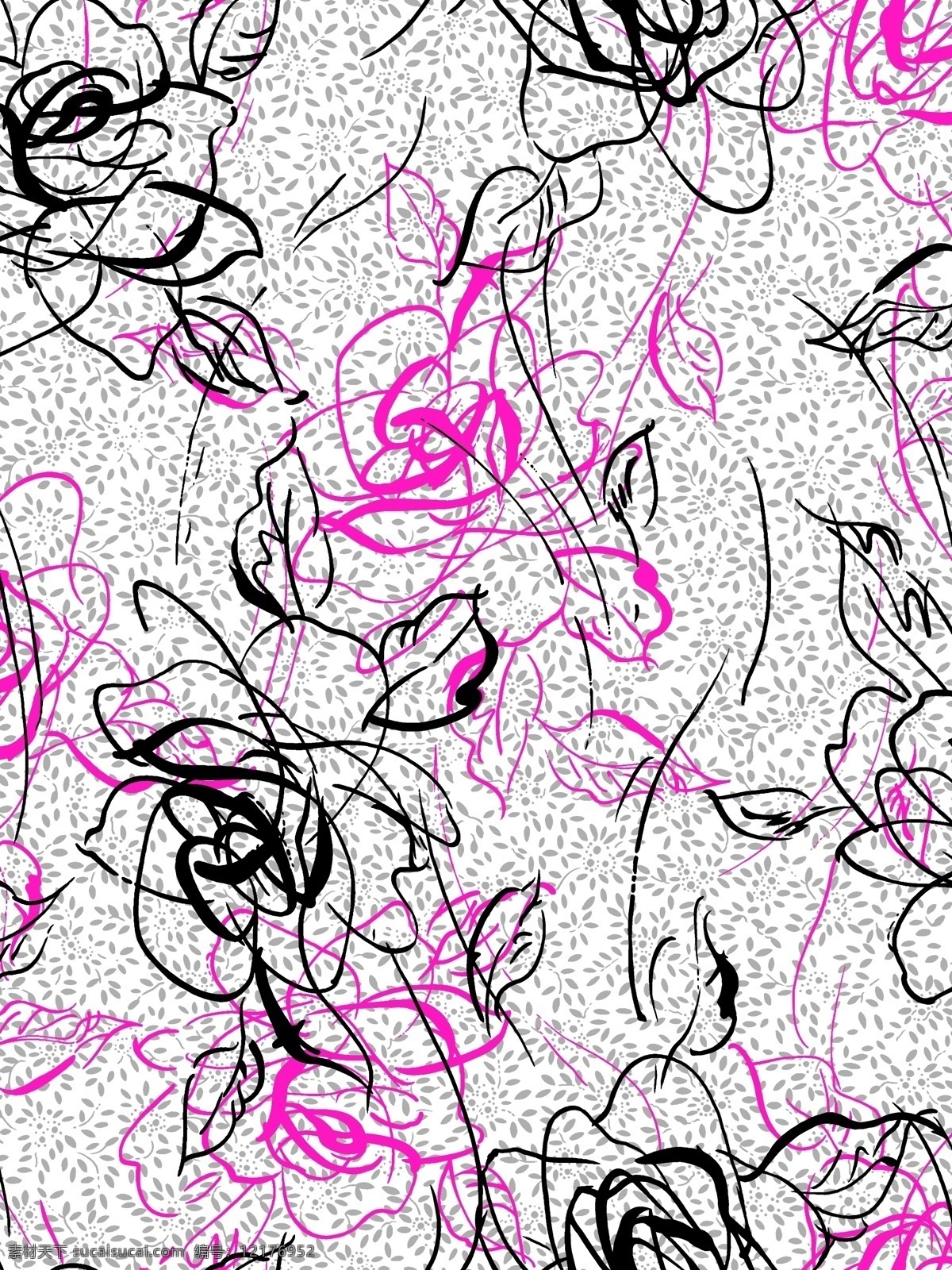 线条花纹 布匹印花 纺织品图案 花型 面料设计 抽象花 里料花纹 花纹 花儿 欧美时尚花朵 印花 服装印花 素材花 设计花 数码花朵 背景花 乱花 循环花型 分层文件 共享 矢量 唯美 底纹边框 花边花纹