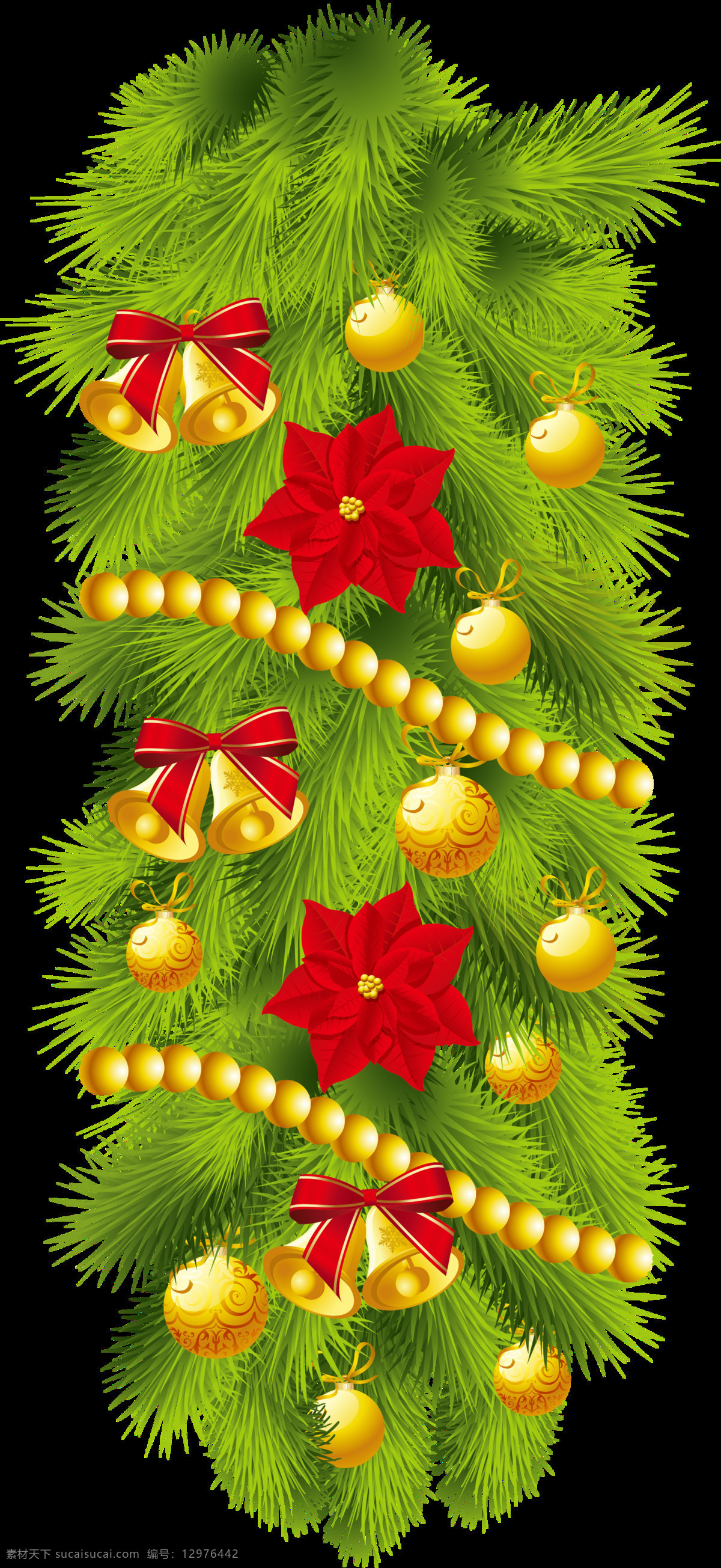 手绘 圣诞 装饰 元素 png元素 卡通 铃铛 免抠元素 圣诞节 松树 透明元素