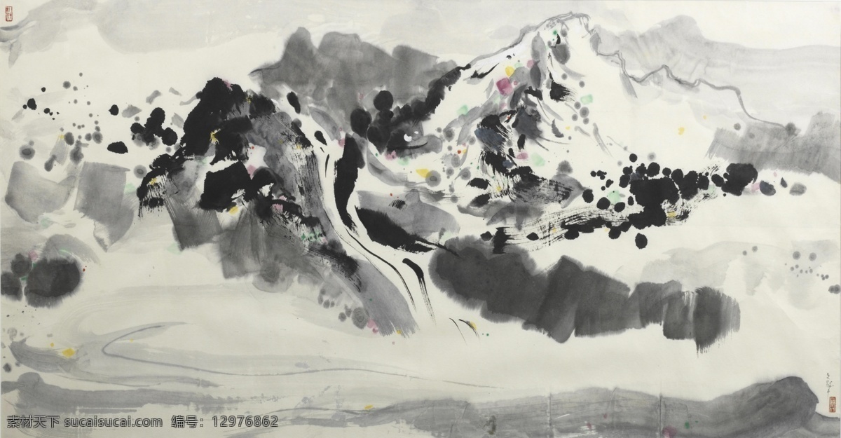 水墨 山水 吴冠中作品 乡村人家 青砖白瓦 文化艺术 绘画书法