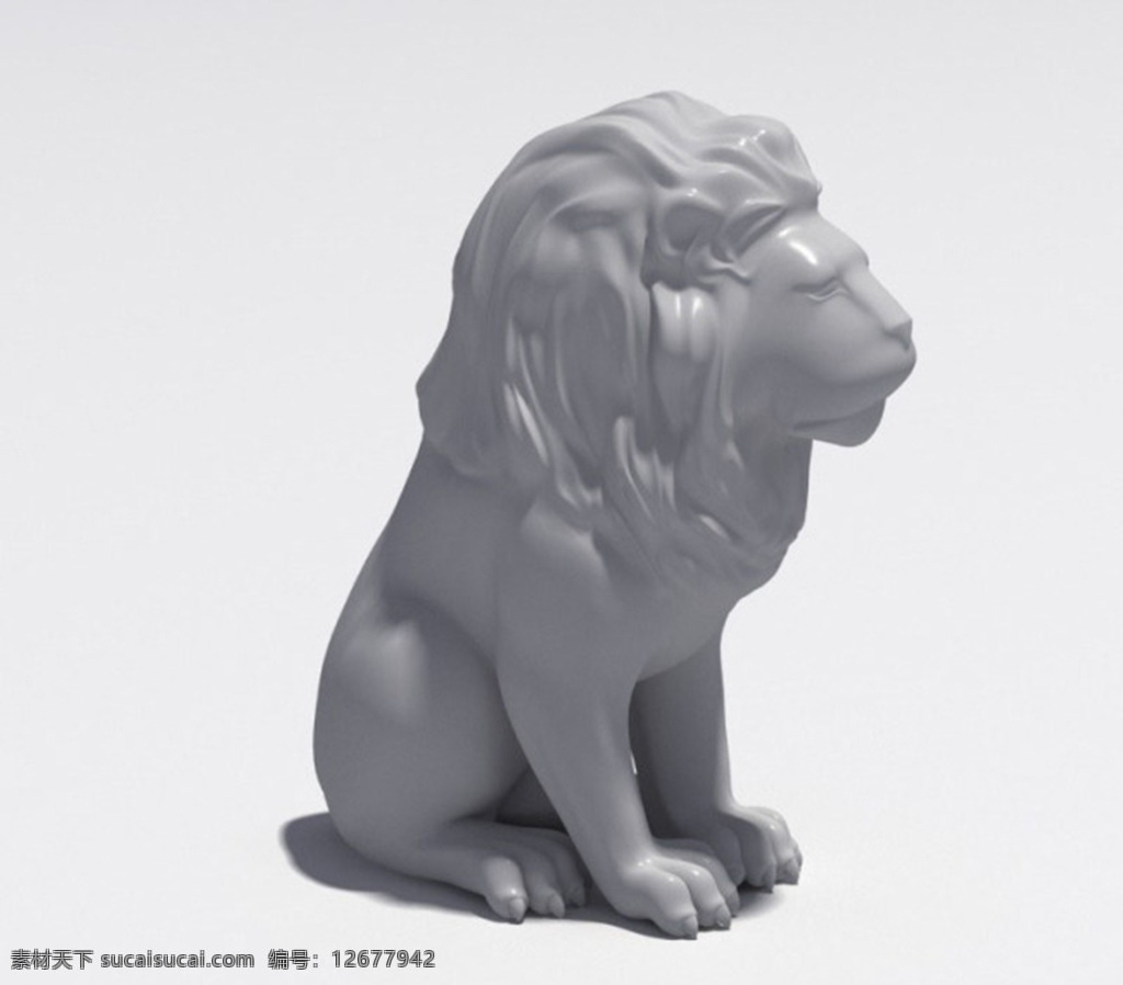 max 雕刻 石狮 3d 模型 雕刻石狮 3d模型 白色