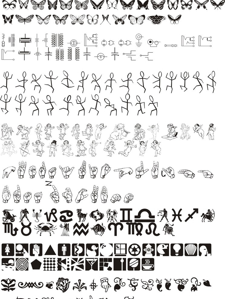 图标元素 蝴蝶 小人 简笔画 丘比特 生活图标 手势 花纹 图形 电源图素材 外国小人 欧洲小人 希腊原始图形 小图标 标识标志图标 矢量