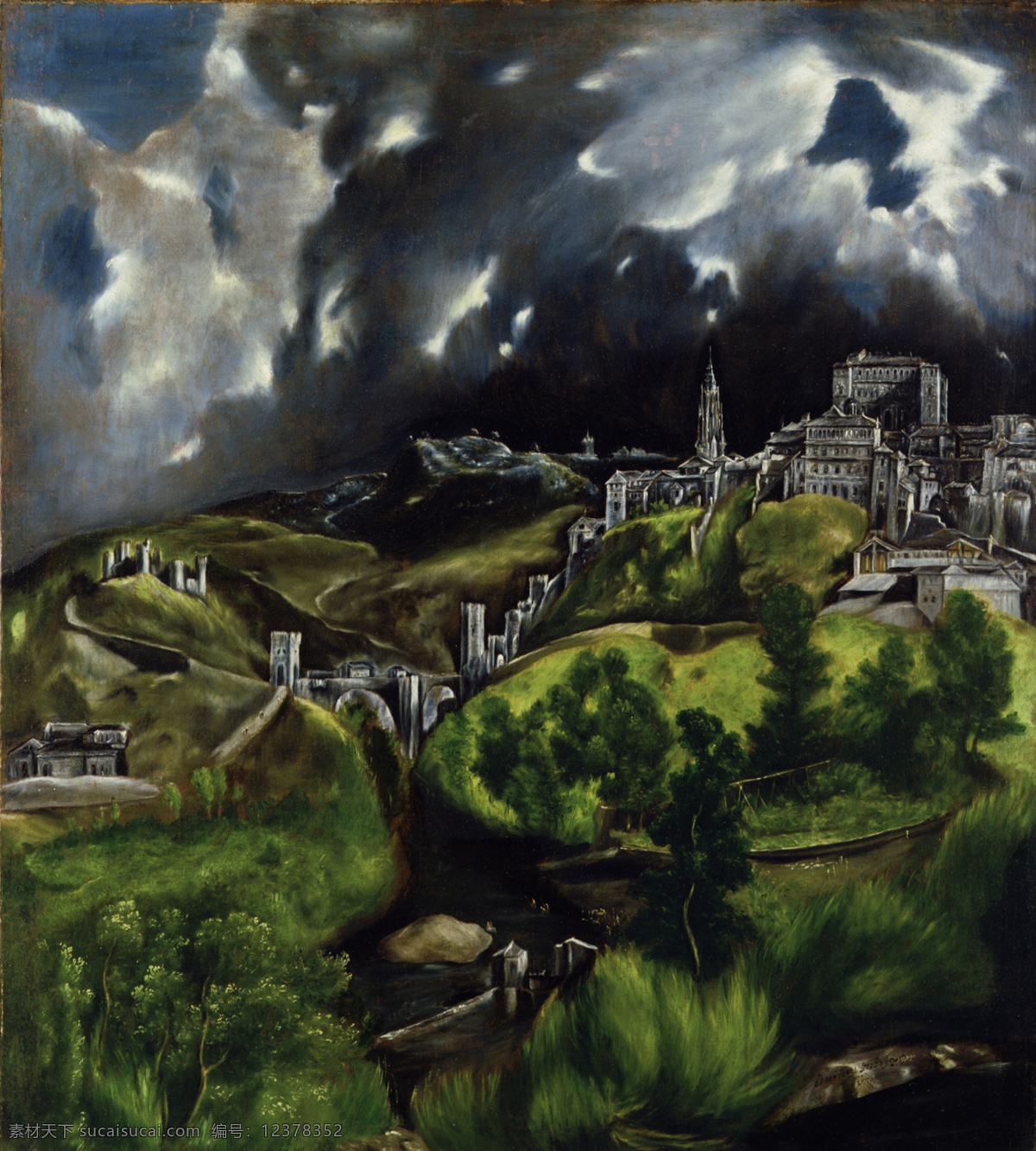 格列柯 托莱多风景 风景 油画 西班牙 文化艺术 绘画书法 设计图库