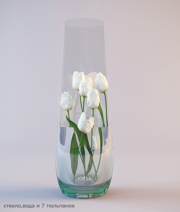 白色 艺术 花朵 3d 模型 绿色 花瓶 3d模型 3d渲染 模型素材 花